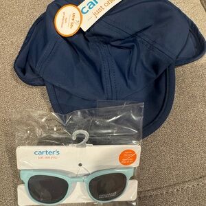 Carter's Dark Blue Sun Hat and Light Blue Sunglasses